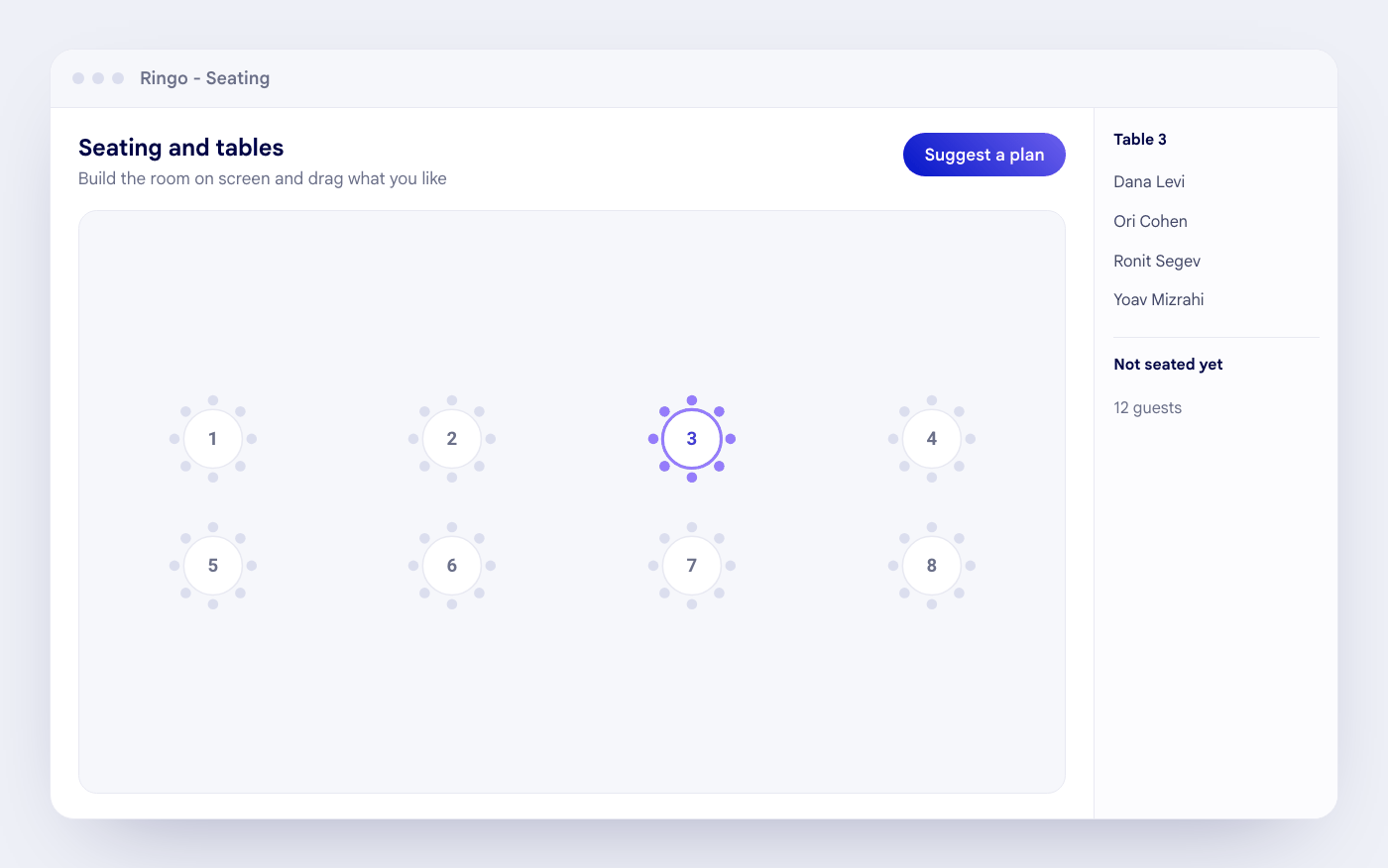 Seating and table planning